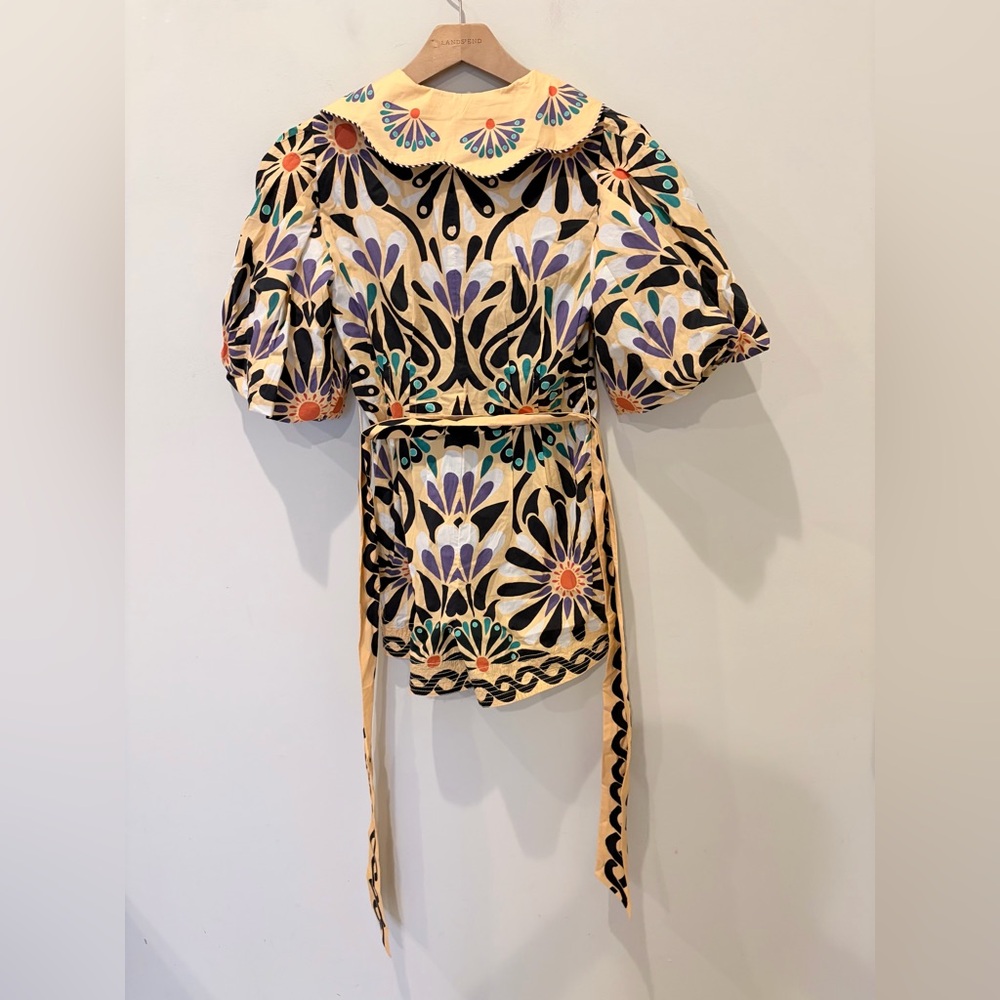 NWT $218 Farm Rio x Anthropologie Puff-Sleeve Printed Romper XXS - Picture 7 of 12
